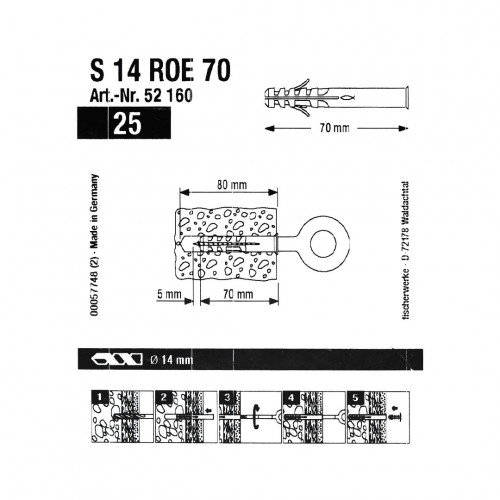 Hmoždinka S ROE 14 x 70 mm (lešenárska)