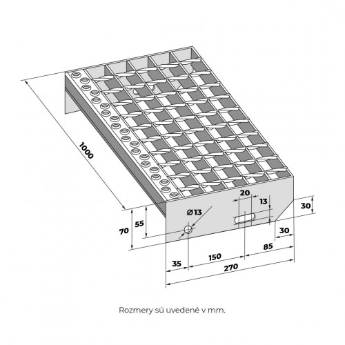 Rošt 1000 x 270 mm SP 330-34/38-3 mm ZN