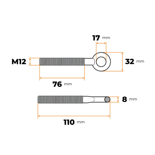 Oko metrické M12 x 80 mm ZN