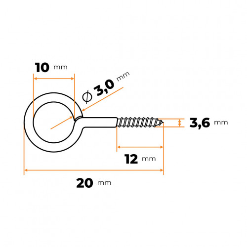 Skrutka s okom 20 x 10 mm ZN