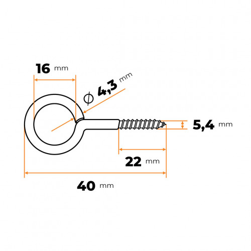 Skrutka s okom 40 x 16 mm ZN