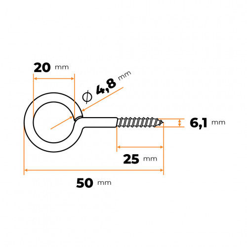 Skrutka s okom 50 x 20 mm ZN