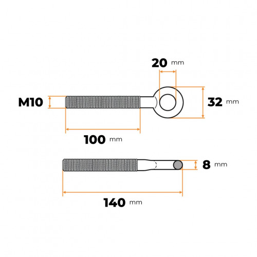 Oko metrické M10 x 100 mm ZN