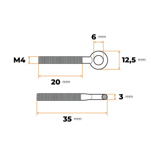 Oko metrické M4 x 20 mm ZN