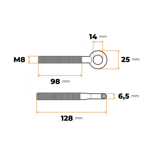 Oko metrické M8 x 100 mm ZN