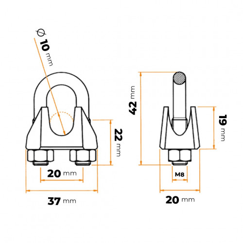 Svorka lanová U 10 mm ZN DIN 741