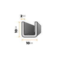Tenkostenný profil U 10 x 10 / 2 mm Tenkostenný profil U 10 x 10 / 2 mm