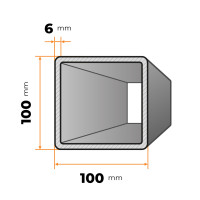 Uzavretý profil 100 x 100 / 6 mm