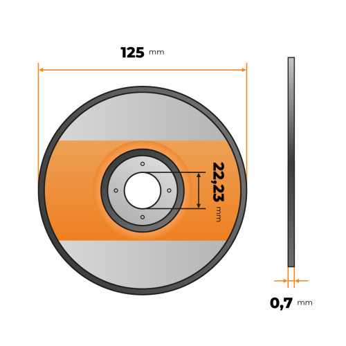 Kotúč rezný s prelisom 125 x 0,7 / 22,23 mm ANTICOR