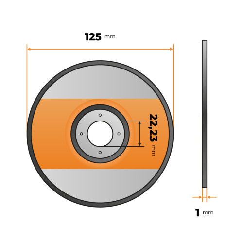 Kotúč rezný 125 x 1 / 22,23 mm (10 ks)