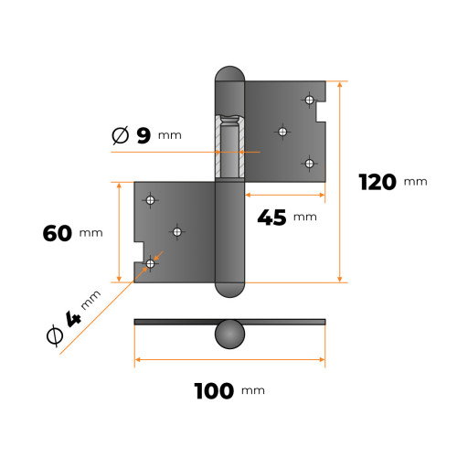 Záves dverový 120 mm (ľavý)