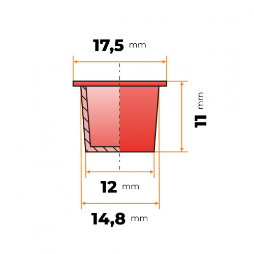 Zátka kruhová 12 / 14,8 x 11 mm (červená)
