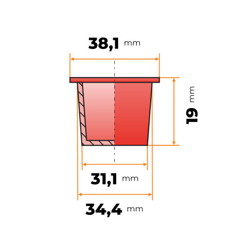 Zátka kruhová 31,1 / 34,4 x 19 mm (červená)