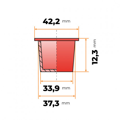 Zátka kruhová 33,9 / 37,3 x 12,3 mm (červená)
