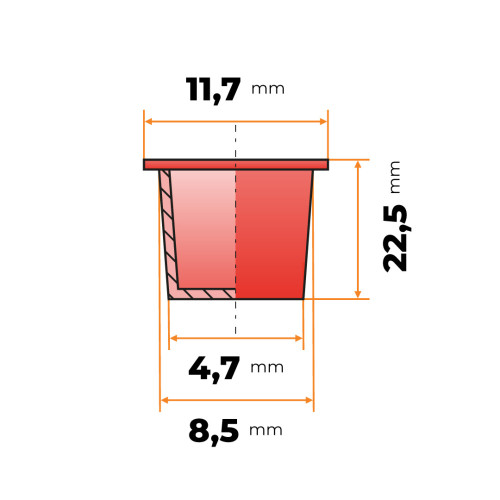 Zátka kruhová 4,7 / 8,5 x 22,5 mm (červená)
