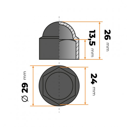 Krytka matíc M16 čierna