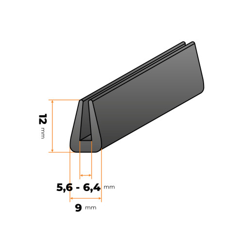 Lišta lemovacia 5,6 - 6,4 mm / OKU12 (čierna)