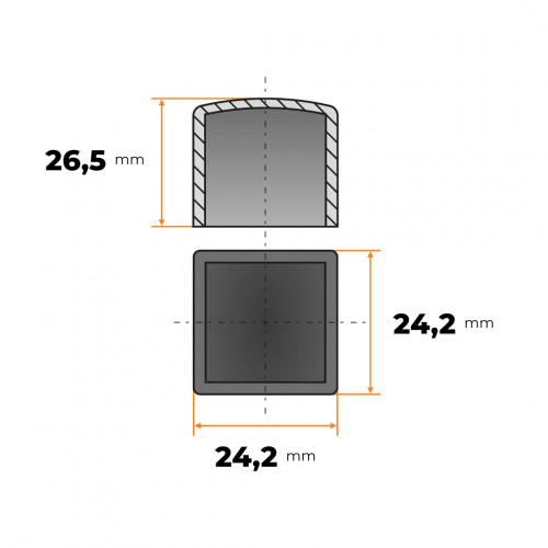 Návlek štvorcový 20 x 20 mm (čierny)