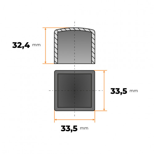 Návlek štvorcový 30 x 30 mm (čierny)