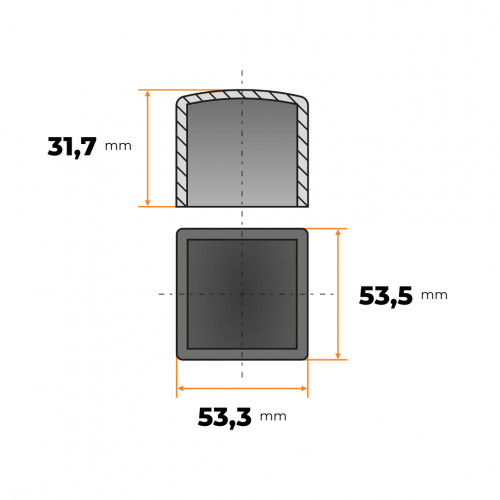 Návlek štvorcový 50 x 50 mm (čierny)