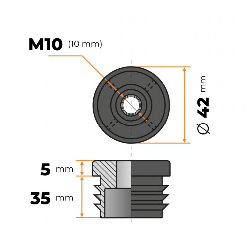 Záslepka kruhová M10 / 42 mm