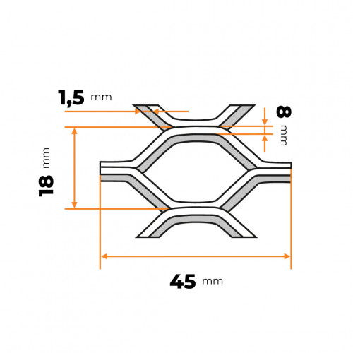 Ťahokov ME 45 x 18 x 8 / 1,5 mm