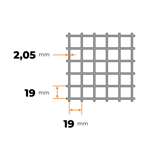 Pletivo zvárané 19 x 19 / 2,05 mm ZN ESAFORT 