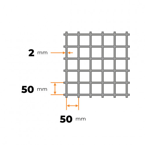 Pletivo zvárané 50 x 50 / 2 mm ZN