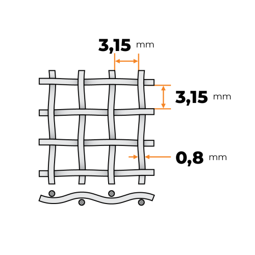 Sieť tkaná ZN 3,15 x 3,15 / 0,8 mm / 1000 mm