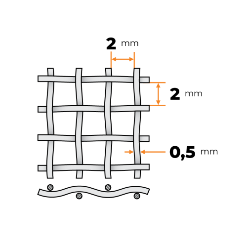 Sieť tkaná ZN 2,0 x 2,0 / 0,5 mm / 1000 mm