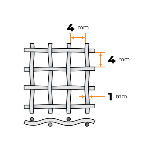 Sieť tkaná ZN 4,0 x 4,0 / 1,0 mm / 1000 mm
