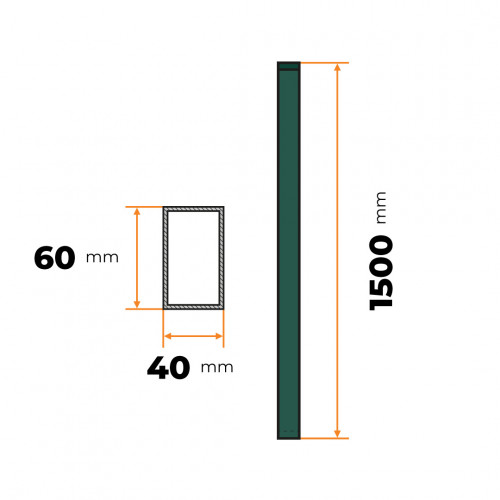 Stĺpik 60 x 40 mm / 150 cm ZN + PVC