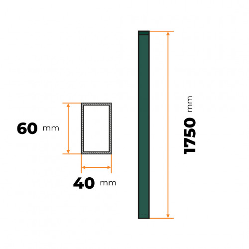 Stĺpik 60 x 40 mm / 175 cm ZN + PVC