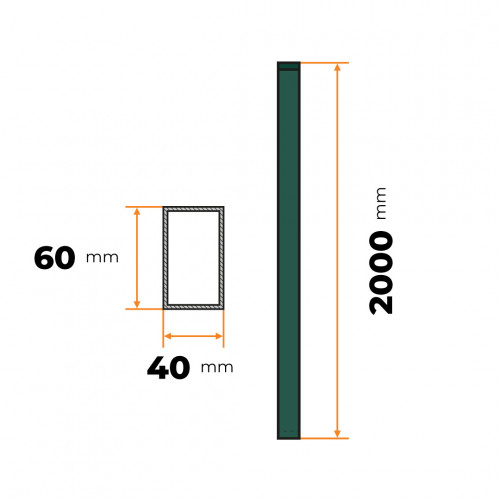 Stĺpik 60 x 40 mm / 200 cm ZN + PVC