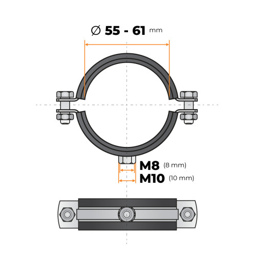 Objímka rúrová FRS 55 - 61 mm (2")