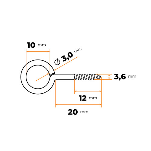 Skrutka s okom 20 x 10 mm ZN