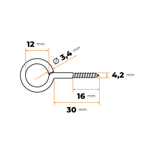 Skrutka s okom 30 x 12 mm ZN