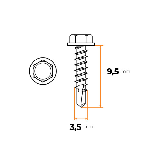 Skrutka TEX 3,5 x 9,5 mm ZN DIN 7504 K Skrutka TEX 3,5 x 9,5 mm ZN DIN 7504 K