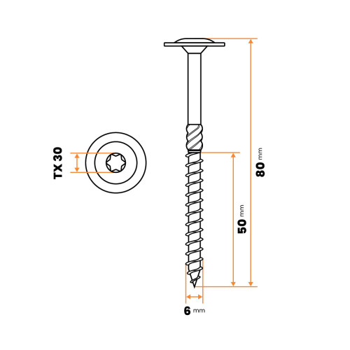 Skrutka pre drevostavby 6 x 80 mm TORX