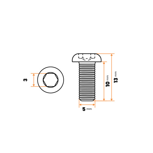 Skrutka IMBUS M5 x 10 mm, 10.9, ZN, DIN 7380