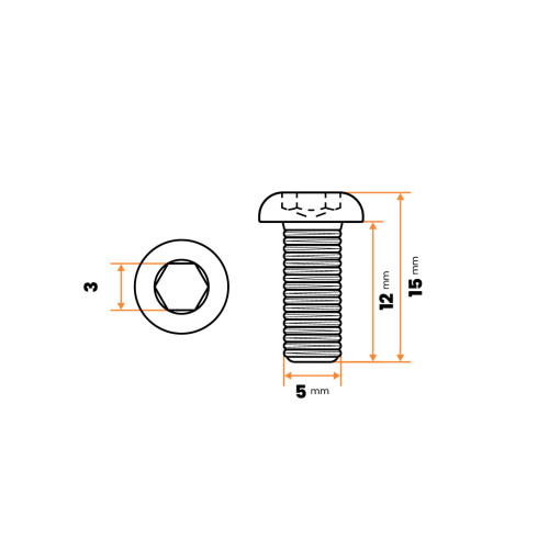 Skrutka IMBUS M5 x 12 mm, 10.9, čierna, DIN 7380