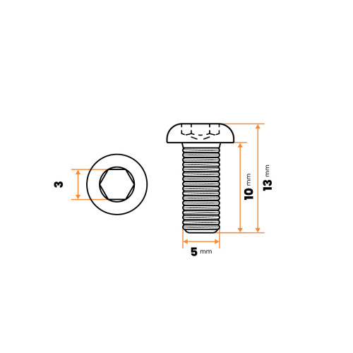 Skrutka IMBUS M5 x 10 mm, 10.9, čierna, DIN 7380