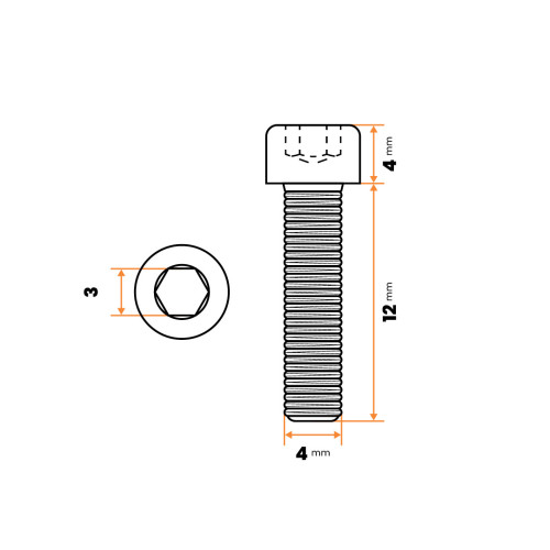 Skrutka IMBUS M4 x 12 mm, 8.8, ZN, DIN 912