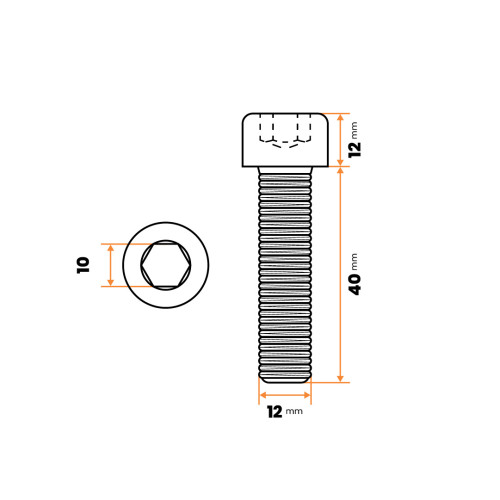 Skrutka IMBUS M12 x 40 mm, 12.9, čierna, DIN 912