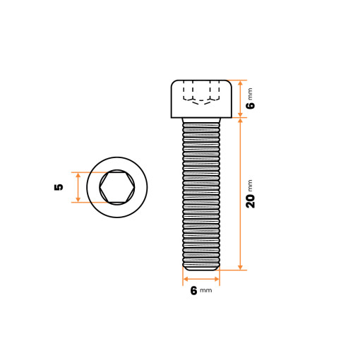 Skrutka IMBUS M6 x 20 mm, 8.8, ZN, DIN 912