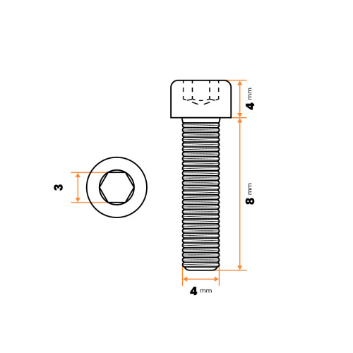 Skrutka IMBUS M4 x 8 mm, 8.8, ZN, DIN 912