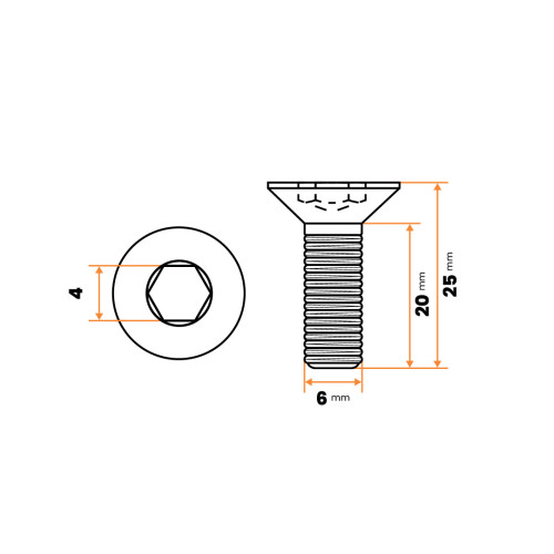 Skrutka IMBUS M6 x 25 mm, 10.9, ZH, ZN, DIN 7991