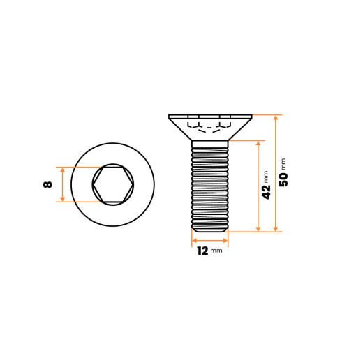 Skrutka IMBUS M12 x 50 mm, 10.9, ZH, ZN, DIN 7991