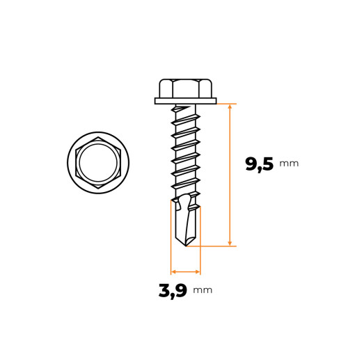 Skrutka TEX 3,9 x 9,5 mm ZN DIN 7504 K