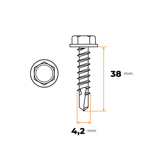 Skrutka TEX 4,2 x 38 mm ZN DIN 7504 K